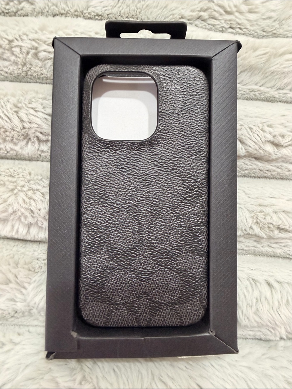Coach Black Textured Leather Phone Case